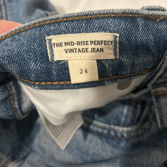 Madewell mid rise perfect vintage jeans raw hem 24 petite light wash - Picture 4 of 6